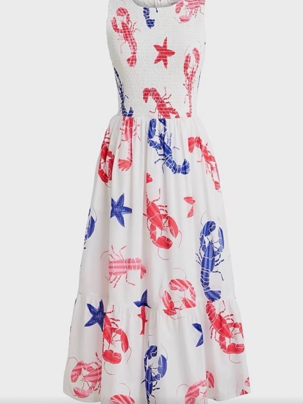 J Crew Dress with Red & Blue Lobster Print NWT XL - Picture 4 of 4